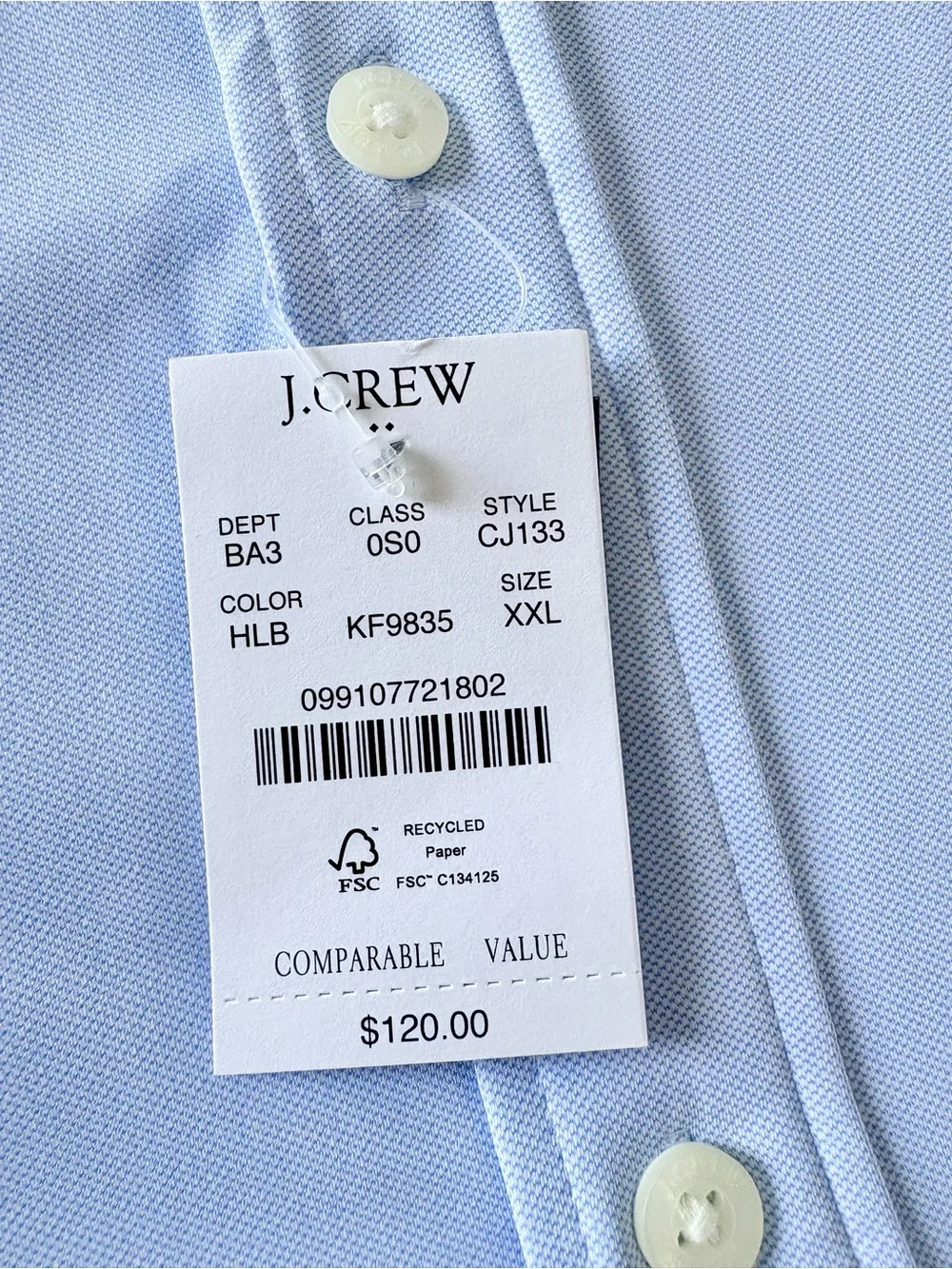 J.Crew Performance Stretch Dress Shirt Men’s XXL NWT Light Blue Button Front